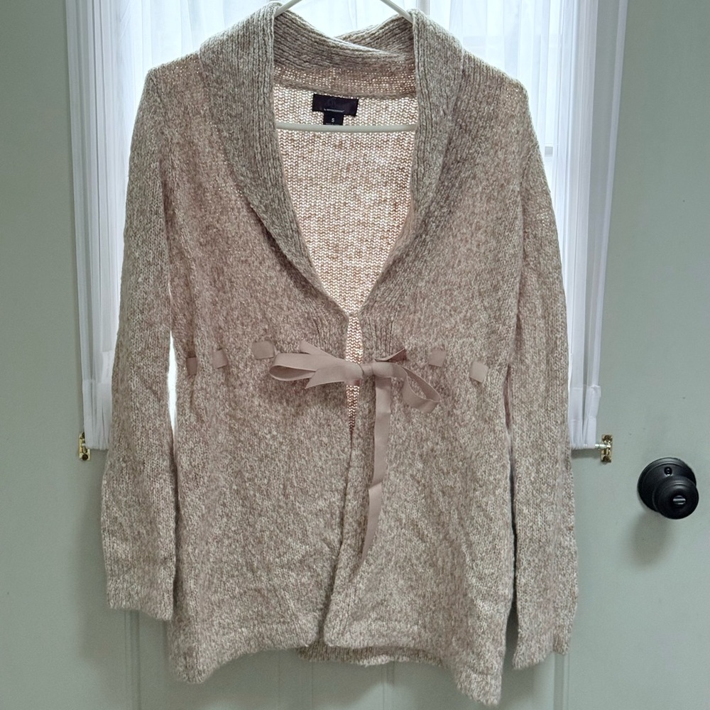 Motherhood Maternity long cardigan sweater.